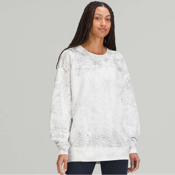 lululemon athletica Sweaters - lululemon perfectly oversized crewneck in thread dye white black! size 4